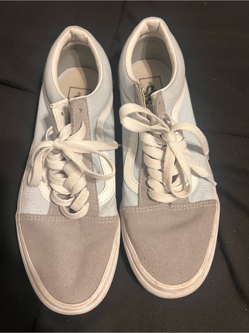 Vans Women's Low-Top Flats in Light Gray and White